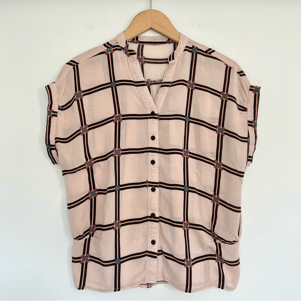 Cute Plaid Button Up Blouse